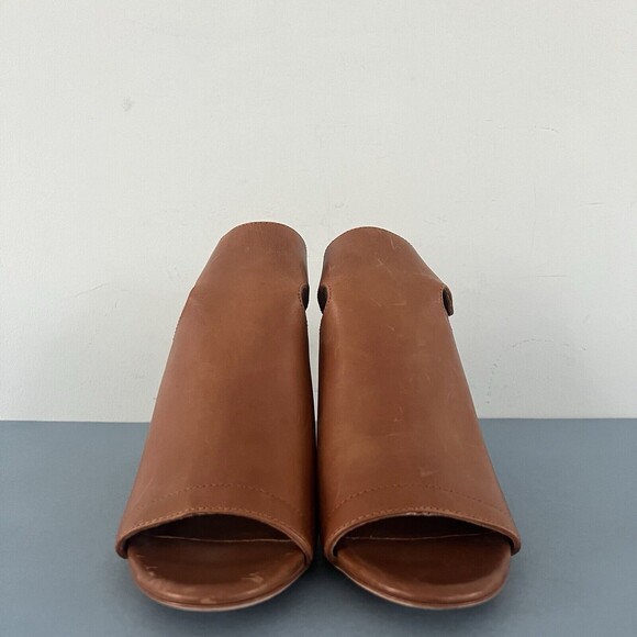 Deltan Sadie Cognac Tan Leather Peep Toe Heel Shooties - Picture 3 of 8